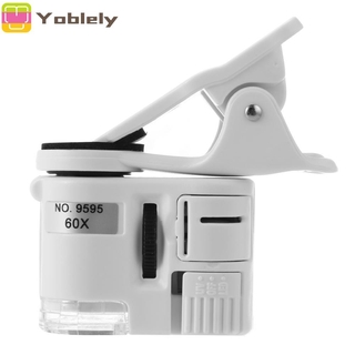 [Yoblely]Universal 60X Phone Microscope Zoom Micro Camera Clip Lens w/ LED Light