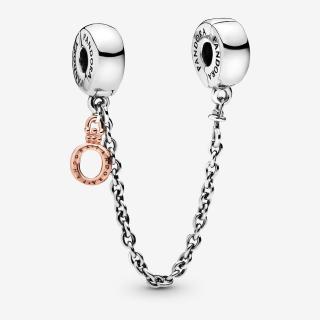 【Moments】Pan Crown O Safety Chain Charm 925 Silver rose gold for women 788313
