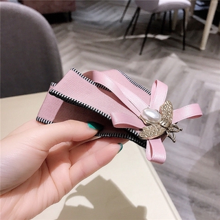 European and American New Accessories Bee Bow Pink Bow Tie Long Ribbon Collar Flower Korean Brooch Clasp Collar Pin Women (6)