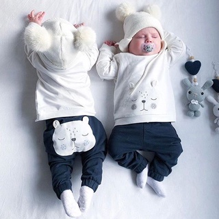 Newborn Baby Boys Clothes Bear Warm Winter Tops T-shirt Pants Outfits Clothes Set Clothes