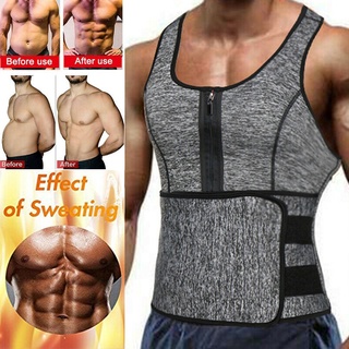 Men Waist Trainer Body Shaper Fat Burning Zipper Vest Weight Loss Neoprene Sauna Sweat Workout Vest Tank Top Faja Shapewear