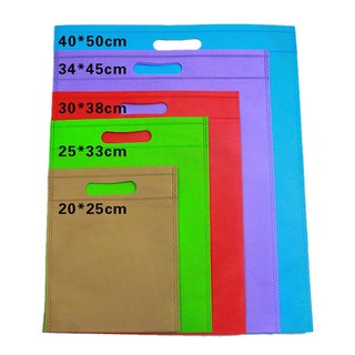 5pcs eco bag advertising bag multi color flat bag non woven punching bag supermarket shopping bag