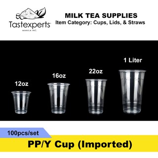PP/Y Cups (100pcs per set) 12oz, 16oz, 22oz, 1L