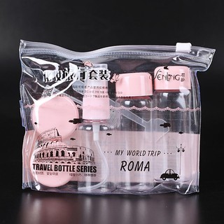 Transparent Fashion Women Lotion Container Travel Bottle Set Make Up Cosmetics