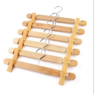 6pcs Wooden Hanger with Clip for Pants Trousers