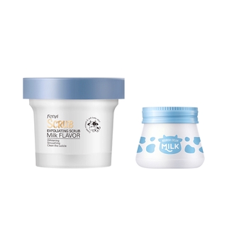 LAIKOU Milk Face Cream+Body Scrub Brightening Shrink Pores Tender Skin Exfoliating Cleansing Anti-ag