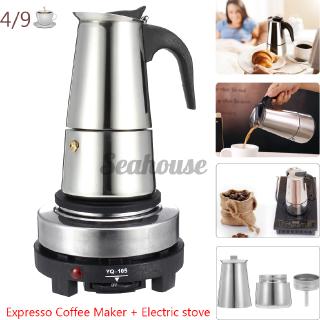 Espresso Moka Coffee Maker Pot Percolator Stainless Steel Electric Stove