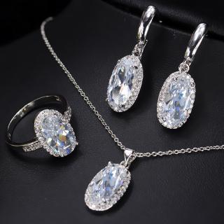 Fashion Zircon Jewelry Three Piece Fashion Bridal Jewelry Necklace Earring Ring Set Chain