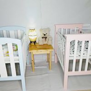 Wooden Baby Crib Only For Baby Size 22x36 SMALL (WHITE,VARNISH,2 TONES PINK, BLUE, VARNISH)