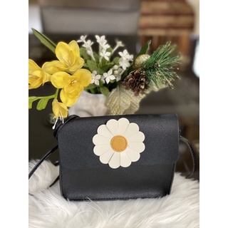 Dainty Sling Bag! Black with flower design