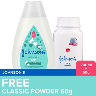 Johnson's Milk+Rice Bath 200ml + FREE Classic Powder 50g