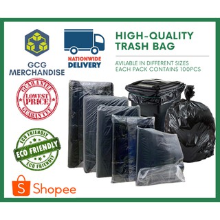 Trash bag / Garbage bag / Flatfolded / 100 PCS - Small, Medium, Large, X-Large, 2X-Large