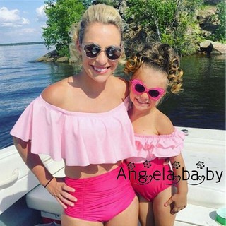 AHA-Family Matching Frill Swimwear Mother Daughter Girl