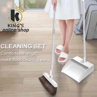 Household Cleaner Sturdy & Durable Plastic Long Handle Foldable Broom and Dustpan Set (1)