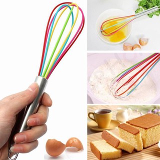 Stainless Steel Hand Shank Colored Silicone Eggs Whisk Kitchen topfire hot sale
