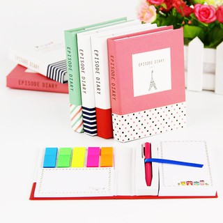 SALE Hard cover notebook with stickynotes and cute ballpen
