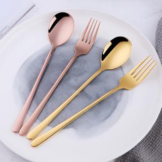 2Pcs/set Cutlery Polishing Dinnerware Spoon+Fork Set Tableware Stainless Steel Utensils Coffee spoon
