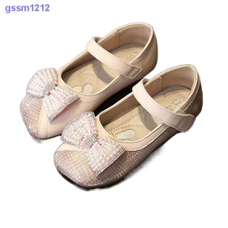 Girls crystal shoes 2021 spring and autumn summer single shoes children princess shoes soft sole small leather shoes show sequin catwalk shoes