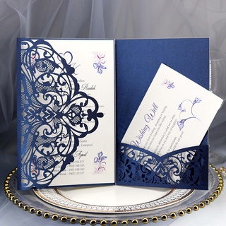 【Wedding invitation】1 Pcs Elegant Laser Cut Wedding Invitation Greeting Card Customized Birthday