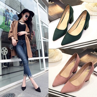 Women Suede Pumps High Heels Lady Work Shoes (1)