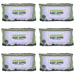 Organic Baby Wipes 80's with cap (Pack of 6)