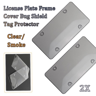 1 Pair Clear Smoke License Plate Frame Cover Bug Shield Tag Protector Car Truck RV