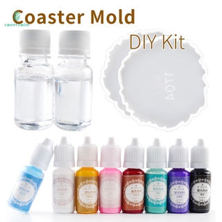 Resin Casting Coasters Pigment Molds Kit Geode Agate Epoxy Coasters Mold Craft Art Set