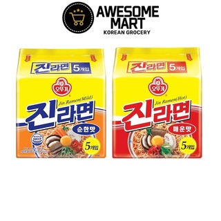 Ottogi Jin Ramen Mild or Spicy Multipack Noodles 5pcs 120g Korea