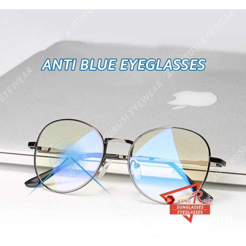 【AIMURUSI】【READY STOCK】100% Anti Blue Eyeglasses Retro Round Eyeglasses Women/Men