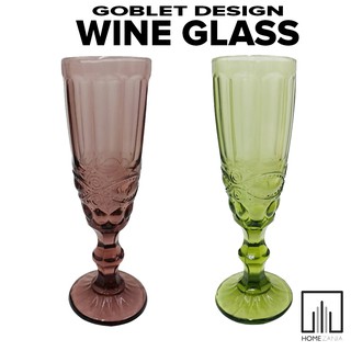 Home Zania 1Pc or 6Pcs 300ml Flute Vintage Wine Champagne Glass Goblet Family Bundle Glassware Set.