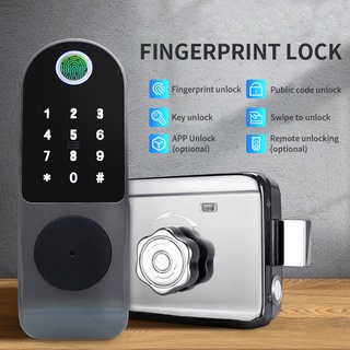 Exterior door lock fingerprint password lock security door iron door door lock rental house mute (1)