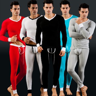 Men Winter Elastic Thermal Lingerie Underwear Johns Long Underwear Suit (1)