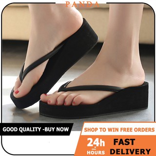 PANDA Popular Fashion Ladies Platform Wedge Flip flops For Woman Casual Increase Slippers