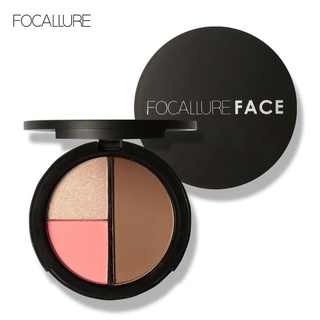 FOCALLURE Highlighter/Contour/Blush Makeup Palette - 3 Colors