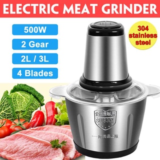 304 Stainless Steel Electric Meat Chopper Meat Grinder Mincer 2 Speeds 4 Blade 3L/2L Capacity Food P