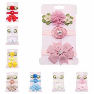 Baby Girl Floral Bowknot Elastic Headbands Child Cute Holiday Party Hair Band Headwear Fashion Accessories