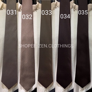 Men's Long Tie Dark Brown Milk Brown Plain Stripe Tie