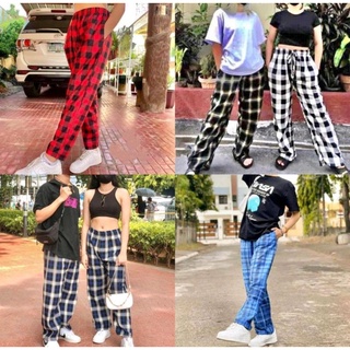 Pranela Plaid Pants Oversized Pants Checkered Pants With Pocket Drape Pants Unisex #04