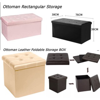 chair✟CART_DECOR Ottoman Leather Foldable Storage Chair/Storage Stool RECTANGULAR-BOX