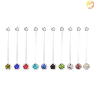 【Ready Stock】F & H 10PCS Navel Belly Button Ring Pregnancy Maternity Flexible Clear Long Belly Button Rings Navel Retainer Body Piercing