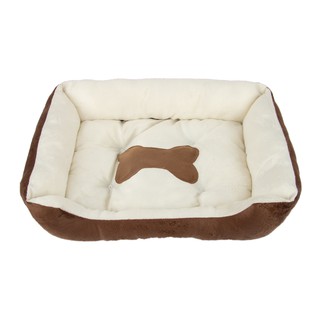 Dog Bed Brown and White With Bone Print Pet Bed