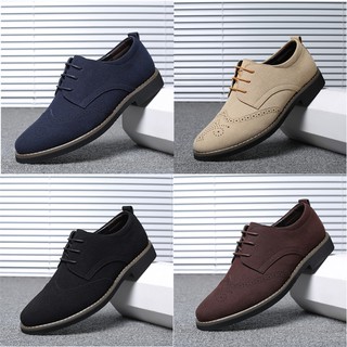 Cloth Shoes Men Shoes British Style Carved Pointed Shoes Suede Oxford Shoes Work Shoes