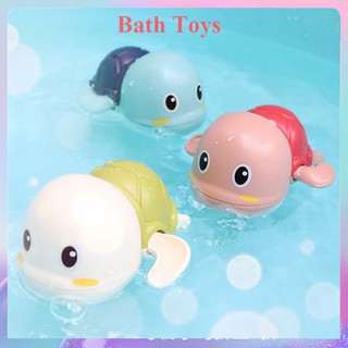 Cute Bath Toys Swimming Plaything Cartoon Tortoise Water Toy Baby Animal Toy Wind-up Turtle For Kids