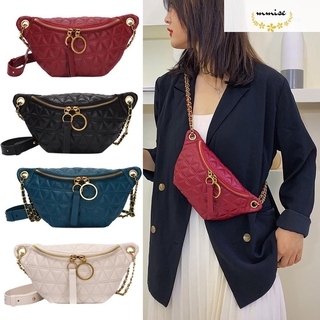 （❇mmise)Women PU Leather Fanny Chest Bag Fashion Waist Purse Shoulder Crossbody Bag