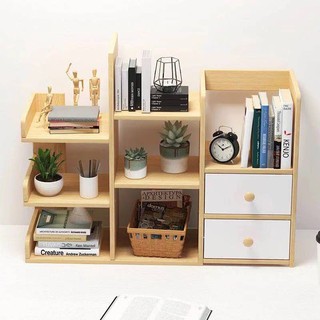 Home Zania Desk Storage Shelf Rack Surface Panel Book Storage Rack With Cabinet Space Saver Wooden