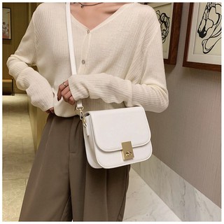 YQY #2153 korean new fashion simple joker lock square bag ins celebrity crossbody sling bag (2)