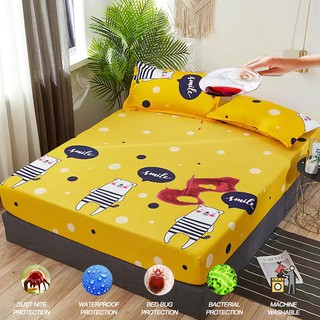 Waterproof Mattress Protector Bed protector Fitted Bedsheet cover Double/Queen/King Size 【Ready stock】 (1)