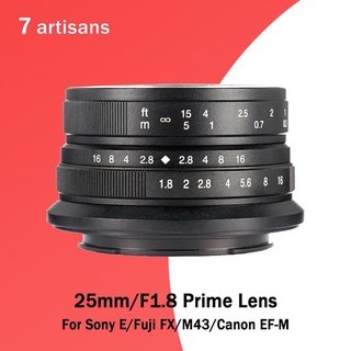 7artisans 25mm/F1.8 Prime Lens to All Single Series for E Mount EOS-M Mout/ for Micro4/3 Cameras A6300 NEX-6 XA3 XA10 XT2 EM10II
