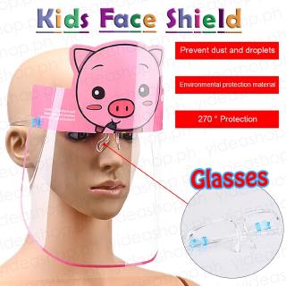 [COD/available](Glasses+Mask)Child Protective Face Mask Anti-Fog Anti-splash Anti Droplet Full Face Cover Mask Kid Cute Safe Clear Face Shield YIDEA