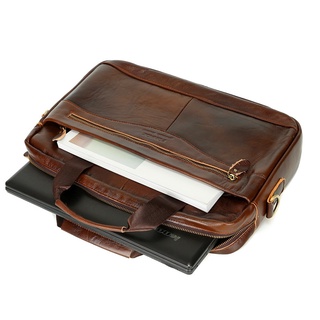 Men's Real-Leather Bag Briefcase Cowhide Men's Horizontal Briefcase Men's Handbag (3)